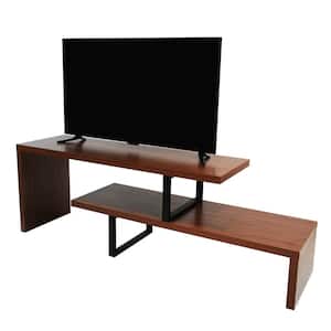 Orford Mid-Century Modern TV Stand with MDF Shelves and Powder Coated Iron Legs, Walnut