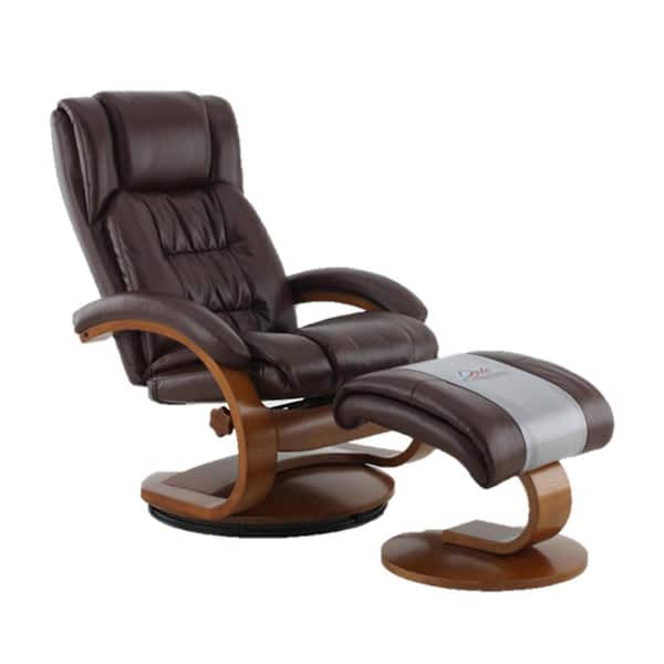 Mac Motion Oslo Collection Whisky Breathable Air Leather Swivel Recliner with Ottoman