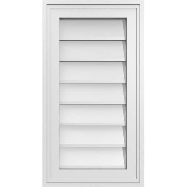 Ekena Millwork 12 in. x 22 in. Vertical Surface Mount PVC Gable Vent: Decorative with Brickmould Frame