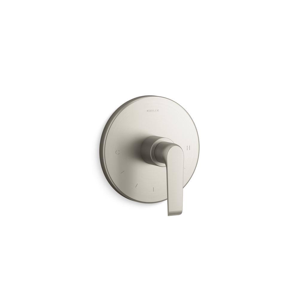 Vibrant Brushed Nickel Thermostatic Valve Trim with Lever Handle