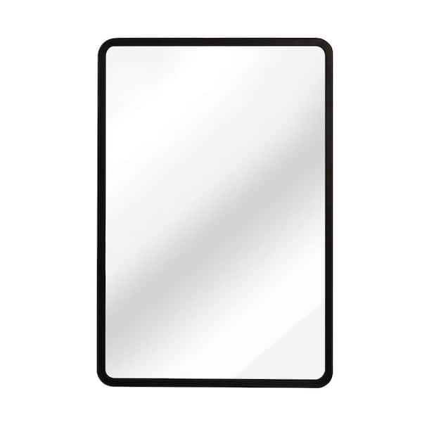 16 in. W x 24 in. H Rectangular Iron Surface Mount Medicine Cabinet with Mirror in Black