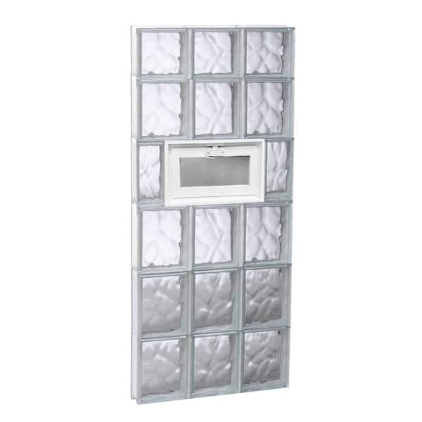 Clearly Secure 17.25 in. x 44.5 in. x 3.125 in. Frameless Wave Pattern Vented Glass Block Window