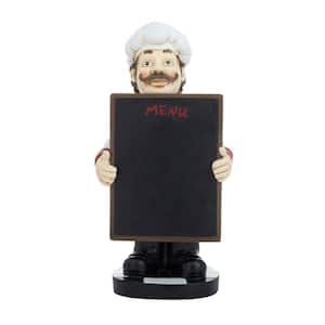 Black Polystone Chef Sculpture with Chalkboard