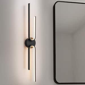 Jovie 31.5 in. 2-Light Black Dimmable LED Wall Sconce