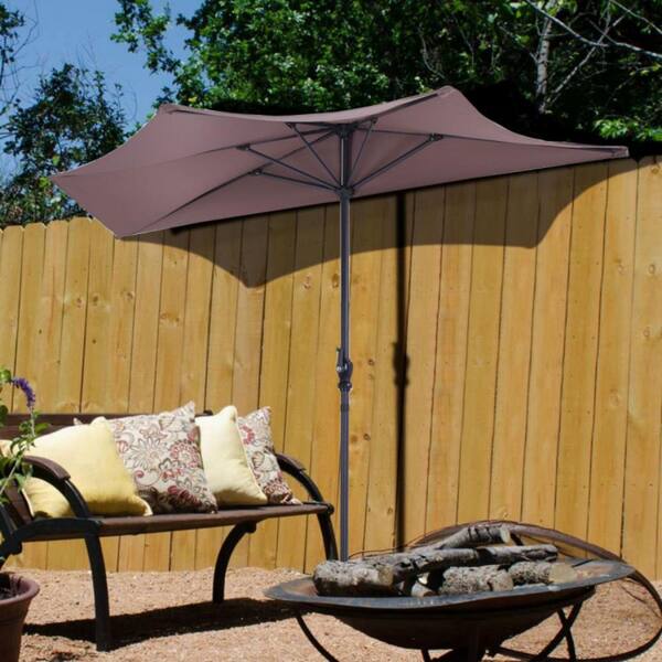 half tan patio umbrella Pure Garden Outdoor Shade, Beige, 9ft : Patio, Lawn & Garden its 5 steel supporting ribs Pure Garden Half Market Umbrella,
