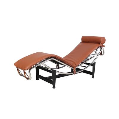 Brown Genuine Leather Chaise Lounge
