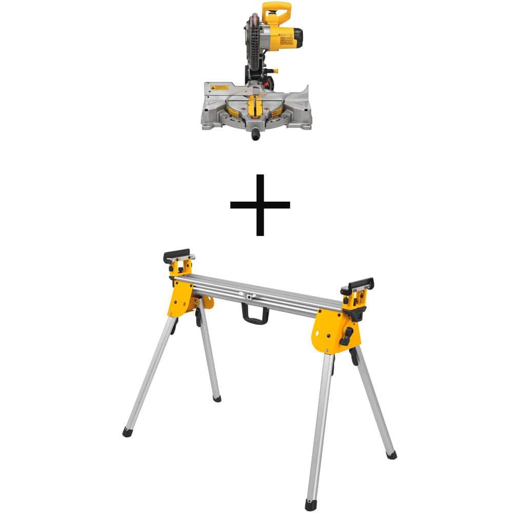 DEWALT 15 Amp Corded 10 in. Compound Single Bevel Miter Saw with 29.8 lbs. Compact Miter Saw Stand with 500 lbs. Capacity -  DWS713WDWX724