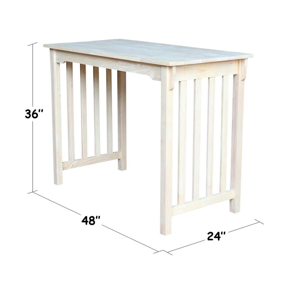 Unfinished Parawood Mission Counter Height Dining Table