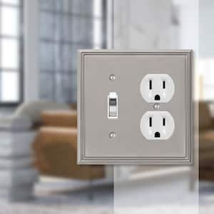 Rhodes 2 Gang 1-Toggle and 1-Duplex Metal Wall Plate - Brushed Nickel