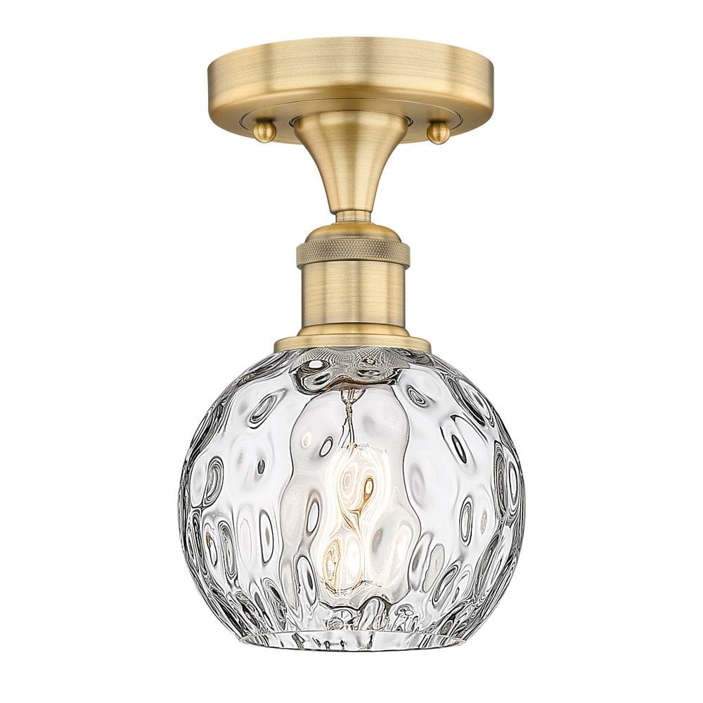 Athens Water Glass 6 in. 1-Light Brushed Brass Industrial Semi-Flush Mount with Clear Glass Shade price history on PriceWatchPro