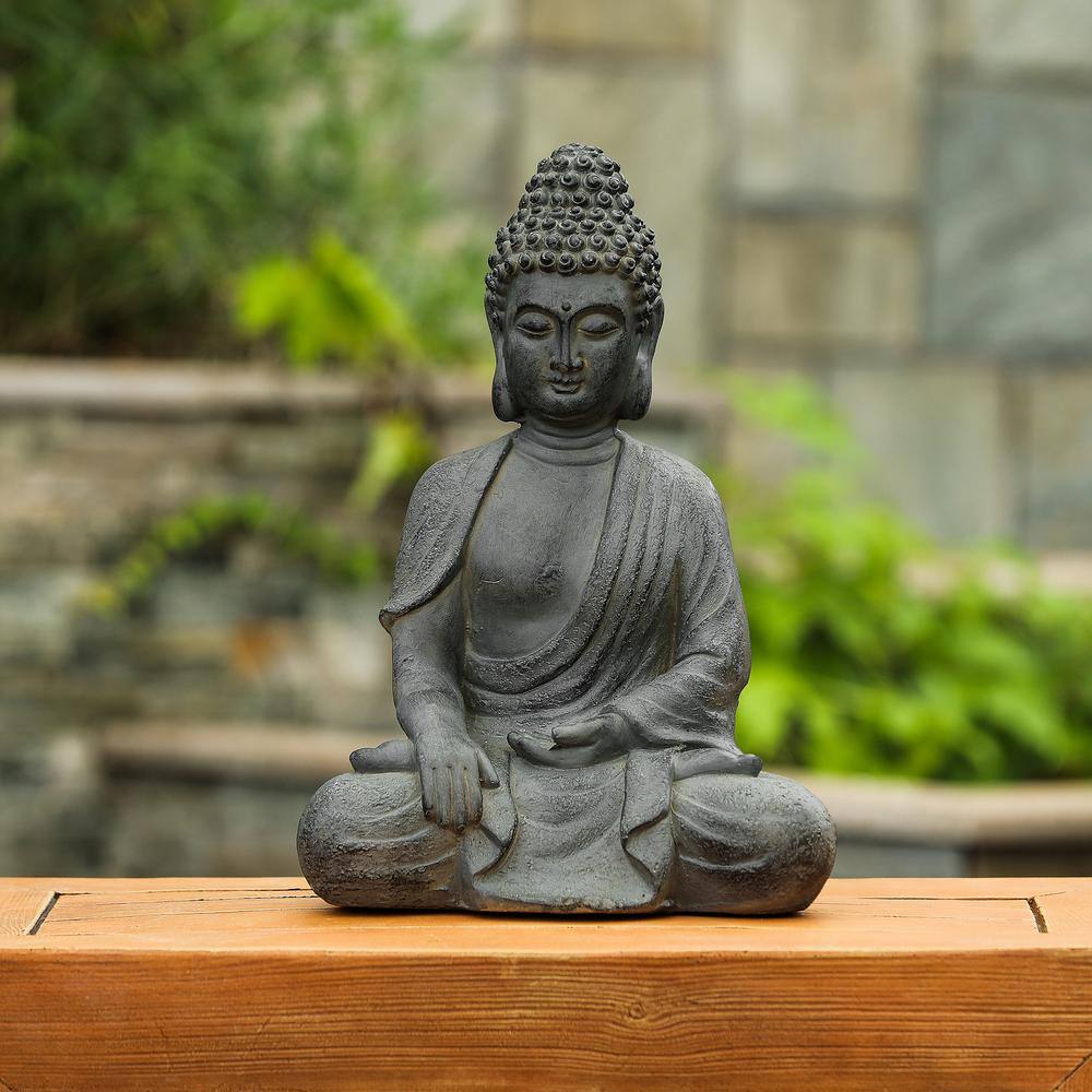Gray Magnesium Oxide Sitting Buddha Garden Statue