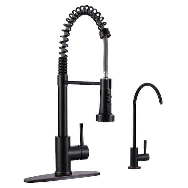20.3 in. H Single Handle Pull Down Sprayer Kitchen Faucet with 360° Spout Swivel in Oil Rubbed Bronze