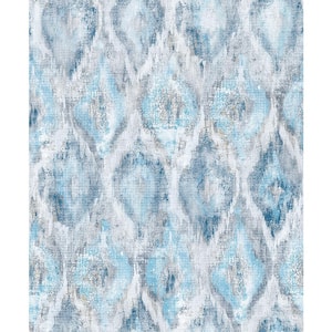Gilboa Blue Ikat Beige Wallpaper Sample