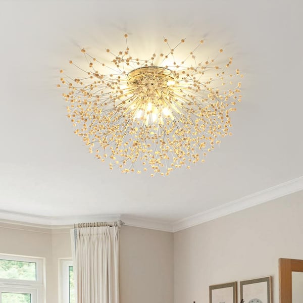 EDISLIVE Calzada 8-Light 27.5 in. Dandelion Firework Flush Mount with Wood Bead