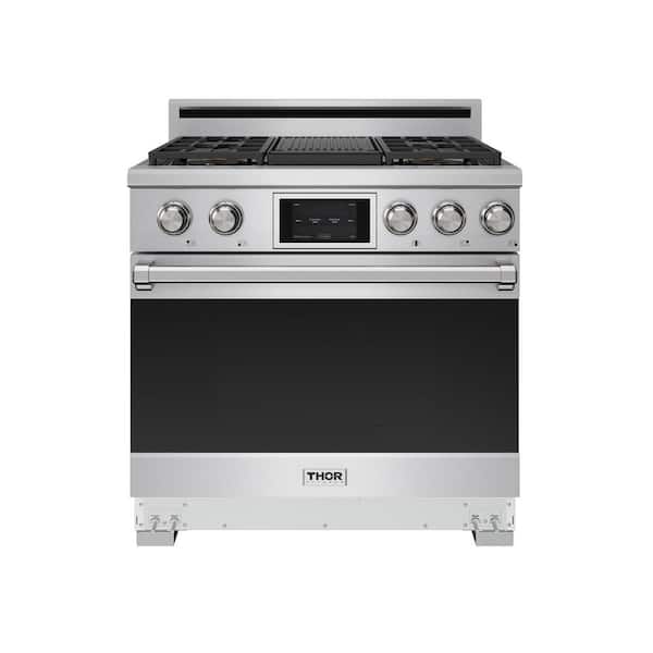 X Series 36 in. LP Pre-Converted 6 Burners Dual Fuel Range in SS with True Convection, Multi-Function Cooking, Casters