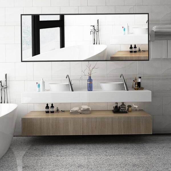 23 in. W x 65 in. H Rectangle Metal Frame Black Full-Length Mirror 