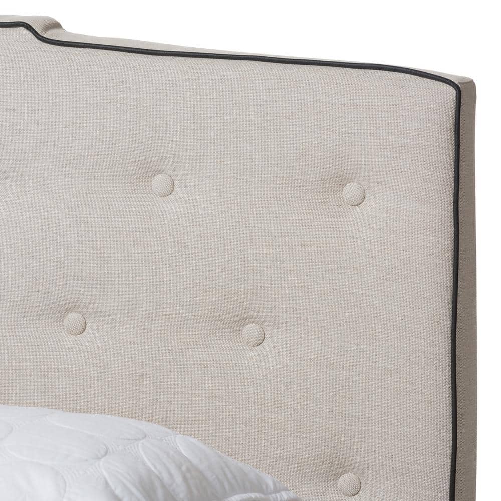 Vivienne King-Sized Light Beige Tufted Upholstered Bed with Wood Frame
