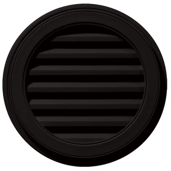 Builders Edge 22 in. x 22 in. Round Black Plastic UV Resistant Gable Louver Vent