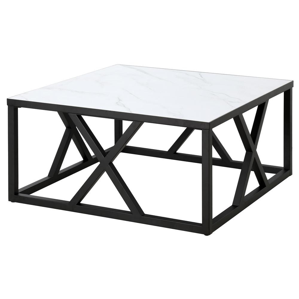 Jedrek 35'' Square Blackened Bronze Faux Marble Coffee Table