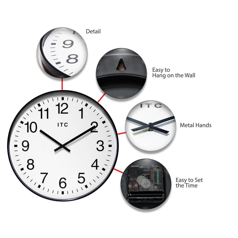 Oversized Black and White Resin Wall Clock with Arabic Numbers