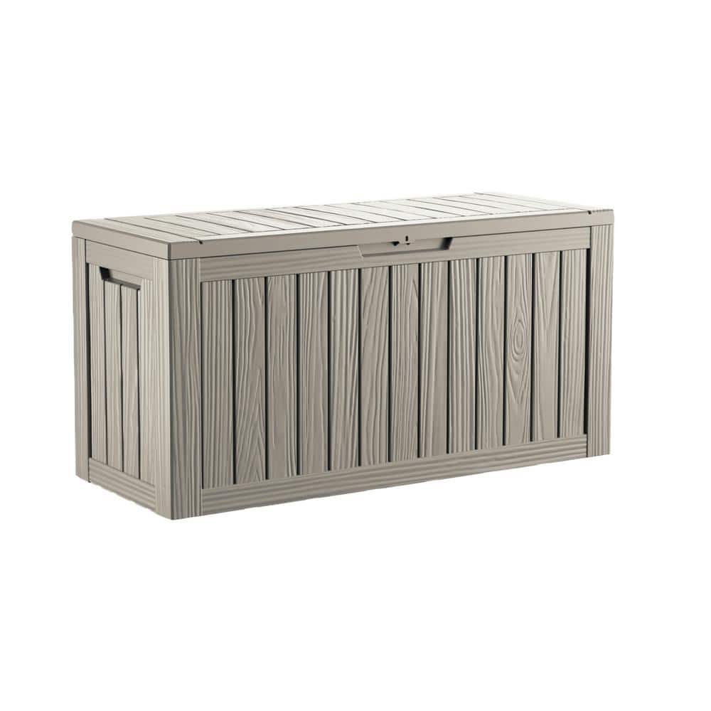 Decksplore 80 Gal. Gray Outdoor Resin Waterproof Deck Box with Lockable ...