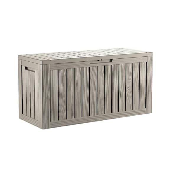 80 Gal. Gray Outdoor Resin Waterproof Deck Box with Lockable Lid