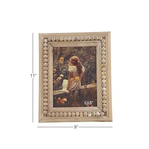 11 in. x 9 in. Light Brown Wood Bohemian Photo Frame