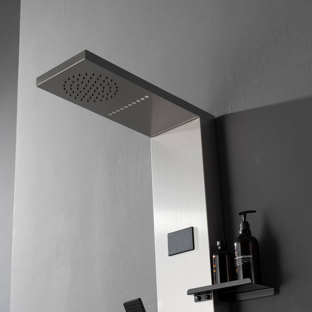 Stainless Steel 2-Jet Rainfall Shower Panel System with Shelf