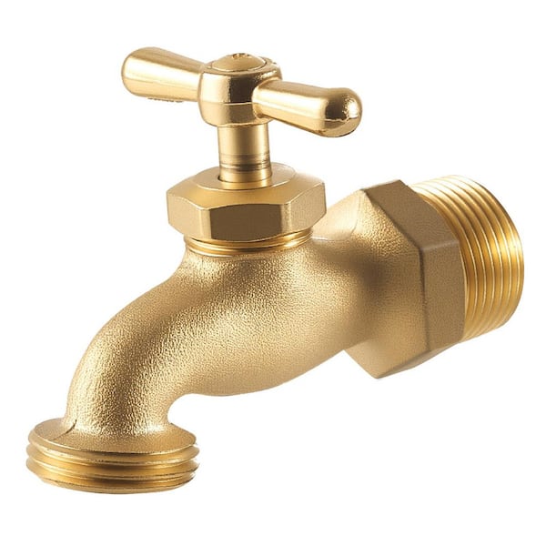 1-Piece 3/4 in. MIP x 3/4 in. MHT Connection, Heavy Duty Brass, Compatible w/ Copper Pipes Outdoor n Hose Bibb Valve Set