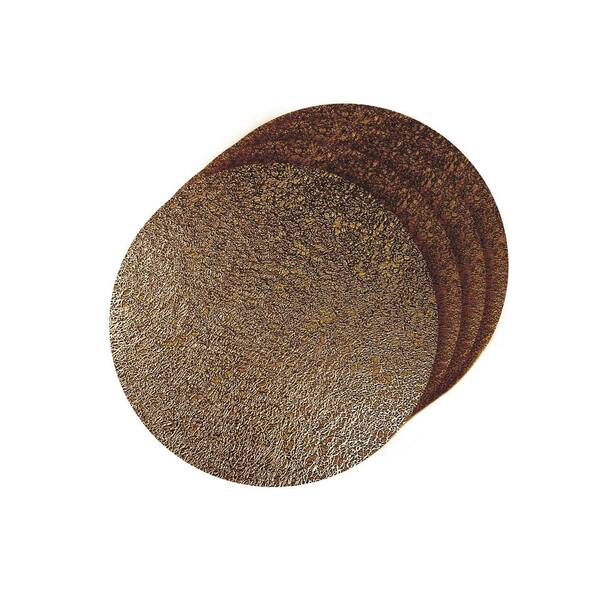 Dainty Home Lacey Bronze Metallic Scribble Design Round Placemats (Set of 4)