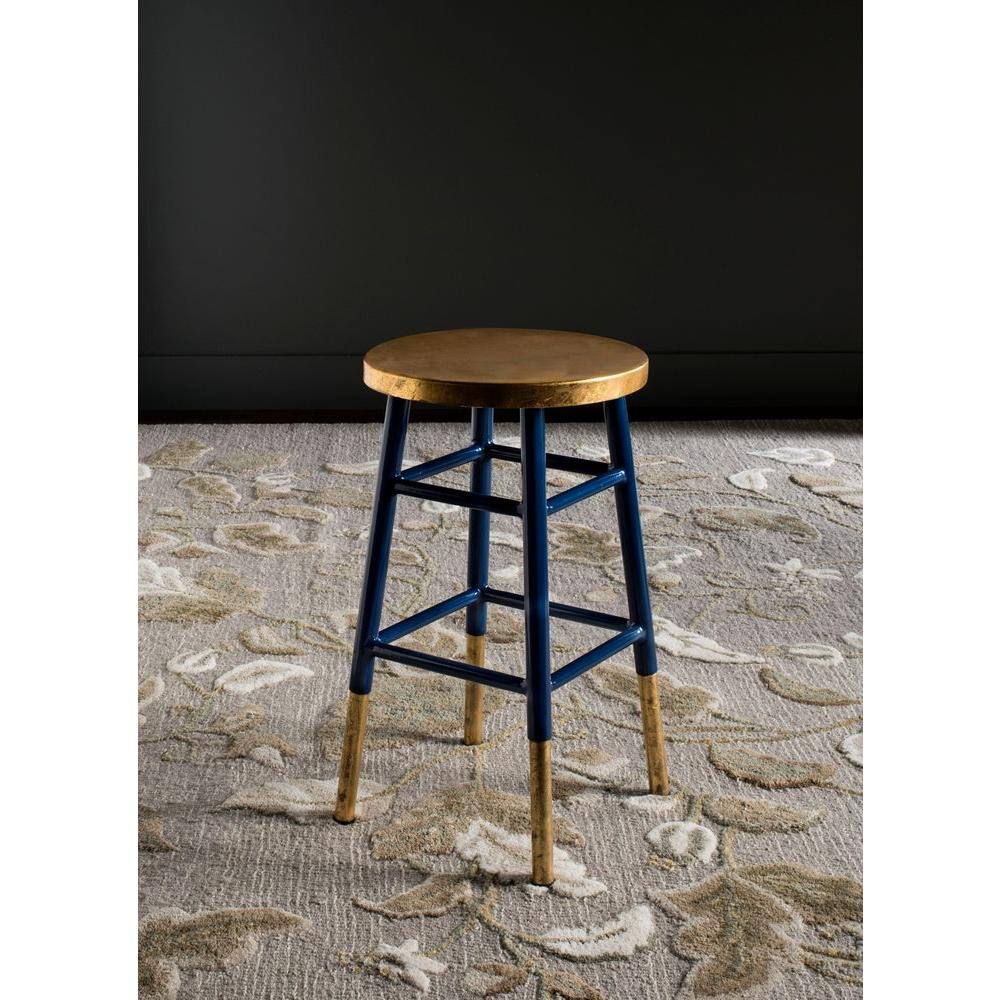 Navy and Gold Backless Metal Counter Stool