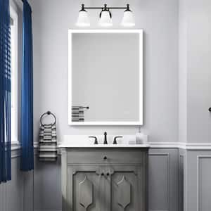 28 in. x 36 in. Wall Bathroom Vanity Mirror, Back and Front-lit LED Light, Anti-Fog, Dimmable, Rectangular, Frameless