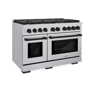 Autograph Edition 48 in. 8-Burner Freestanding Gas Range and Double Convection Oven in Stainless Steel and Black Matte