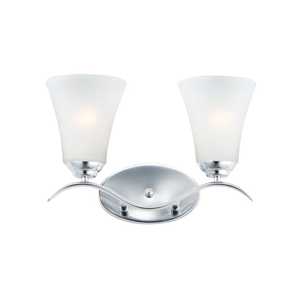 Polished Chrome Frosted Glass 2-Light Vanity Fixture