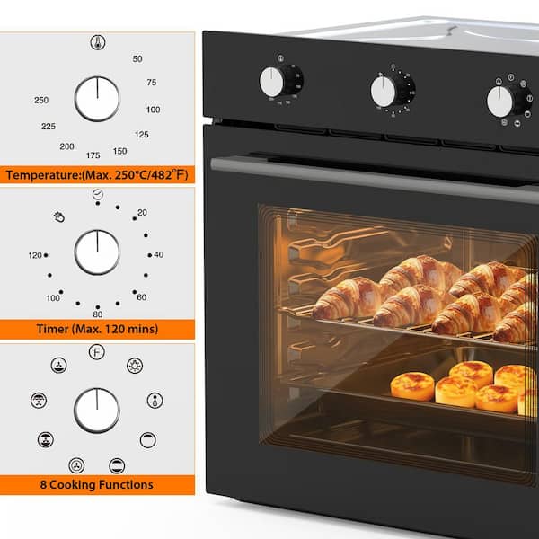 Garvee - 24 in. Single Electric Built-in Wall Oven with Convection in Stainless Steel, 240V 3000W