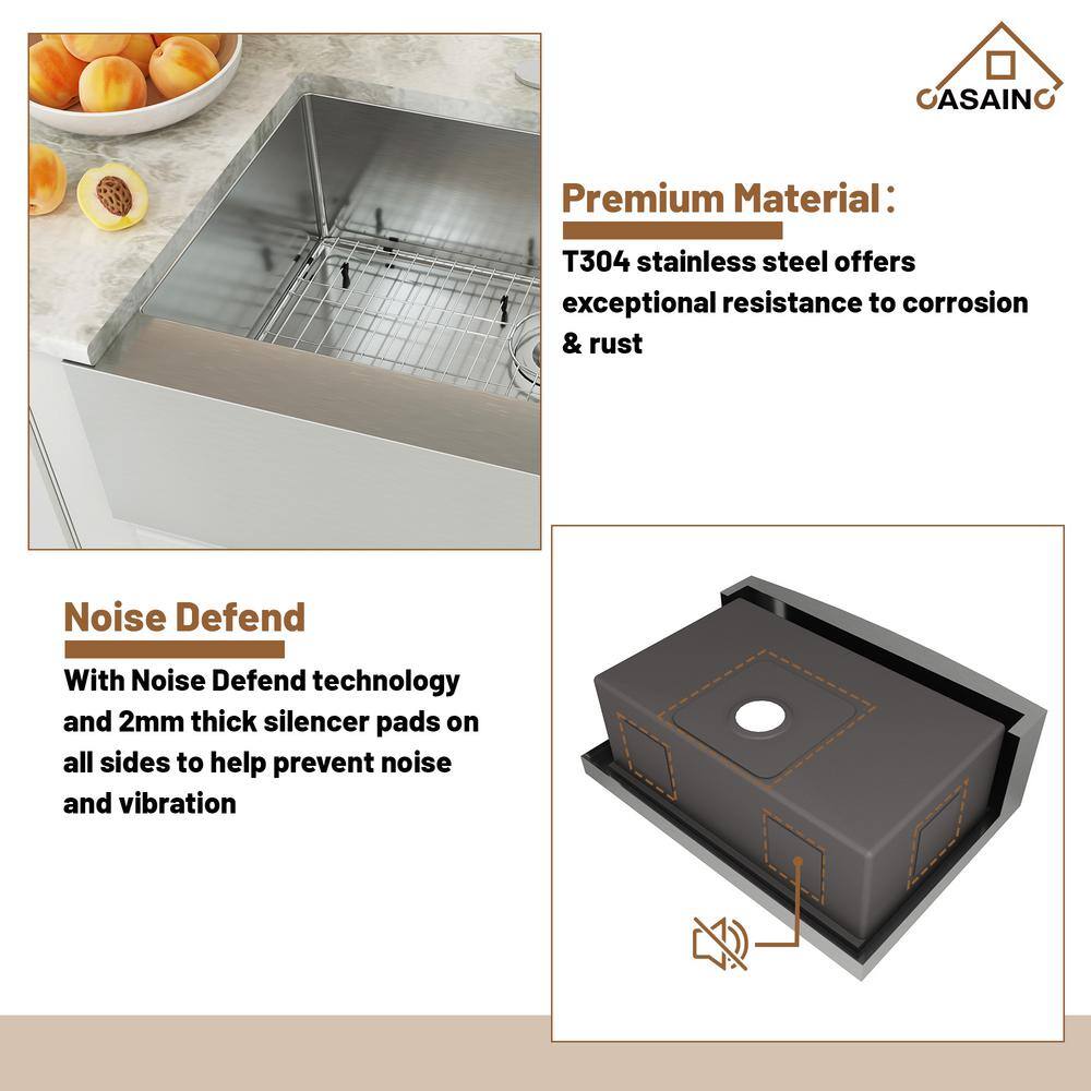 33'' Brushed Stainless Steel Farmhouse Single Bowl Kitchen Sink