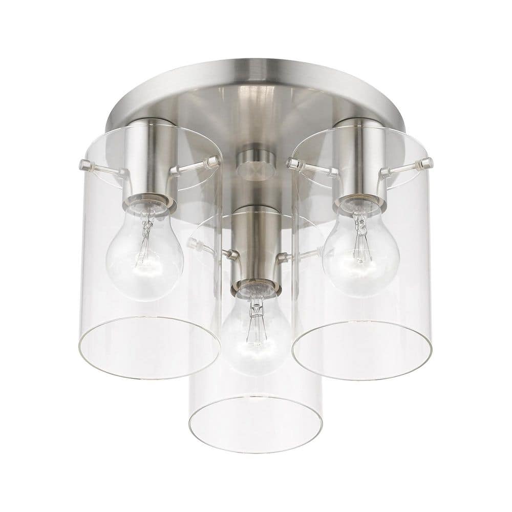 Munich Contemporary 3-Light Indoor/Outdoor Flush Mount in Brushed Nickel