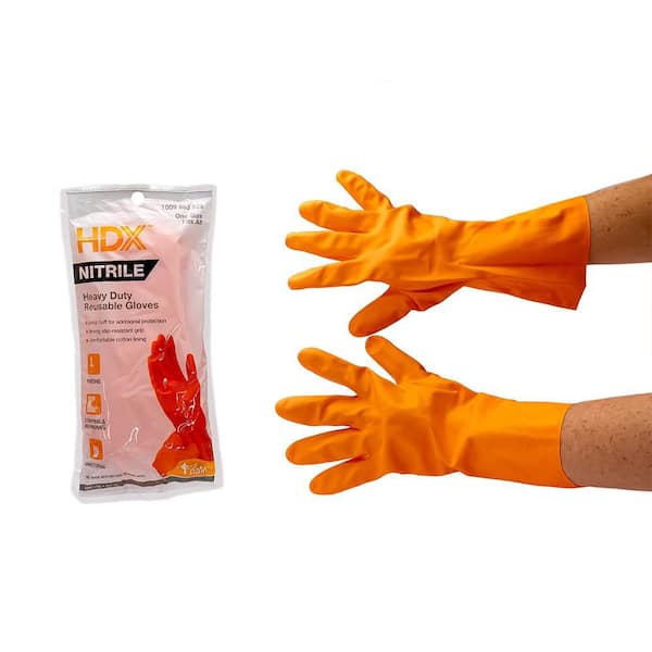 HDX HDX ORANGE NITRILE LONG GLOVE HDX-NIT-OR - The Home Depot