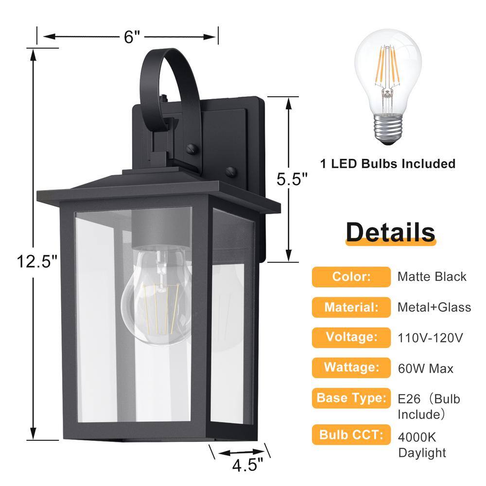 Maxax Hawaii 12.5 in. H 1Bulb Black Hardwired Outdoor Dusk to DawnWall