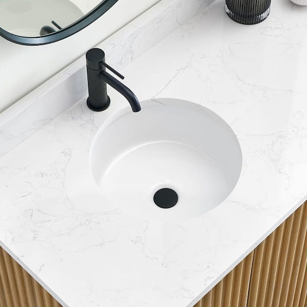 Marseille 15.4 in. Round Ceramic Undermount Bathroom Sink with Overflow in White