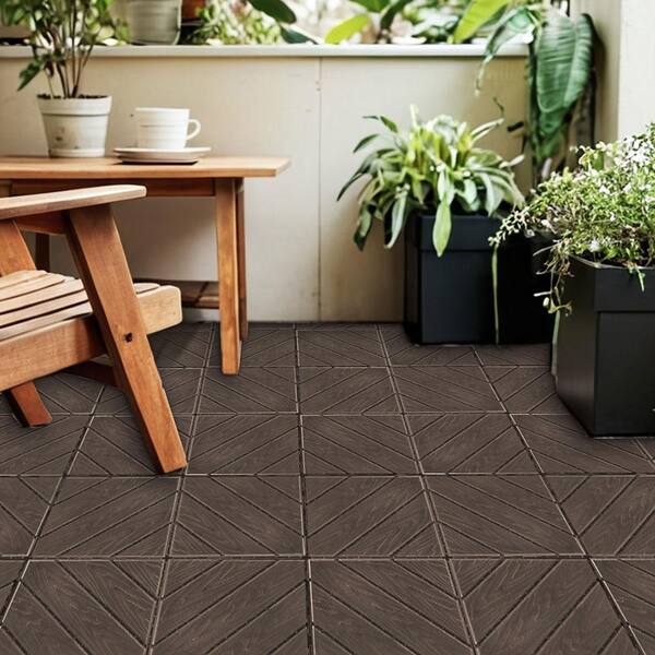 Afoxsos 1 ft. x 1 ft. Plastic Composite Deck Tile Set, All-Weather Easy to DIY and Maintain, Light Coffee (35-Pack)