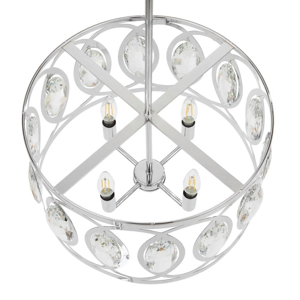 Image 81 - Home Decorators Collection 37809-HBU Westchester 4-Light Polished Chrome Round Drum Pendant Hanging Light, Glam Styled Kitchen Pendant, 15 AMP, 4500 RPM