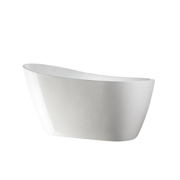 Vanity Art Unbranded Limoges 55 in. Acrylic Flatbottom Bathtub in White/Oil Rubbed Bronze