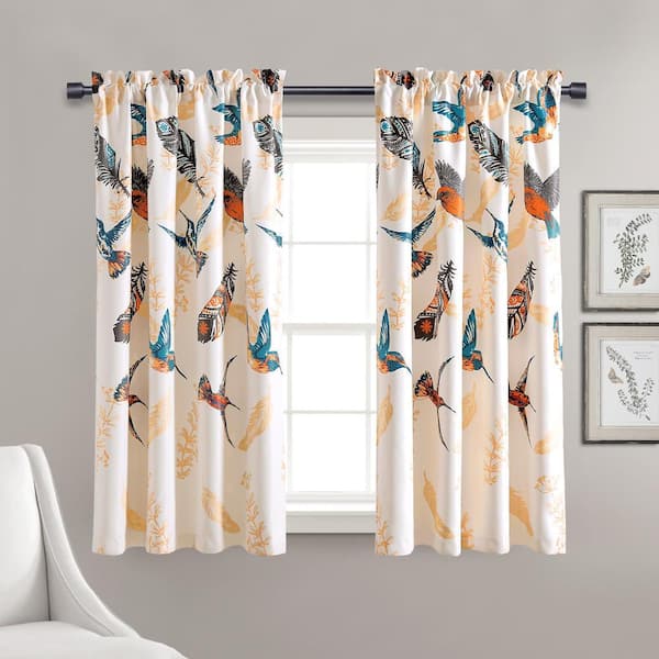 Lush Decor Bird Breeze Multi 52 in. W x 63 in. L Light Filtering Curtain Panels (Set of 2)
