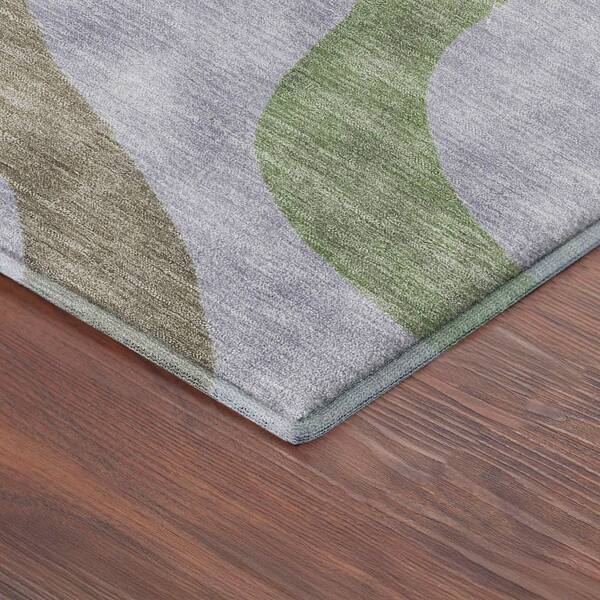 Mayfield Premium Machine Washable Abstract AMF2394 Lavender 8 ft. x 8 ft. Round Rug
