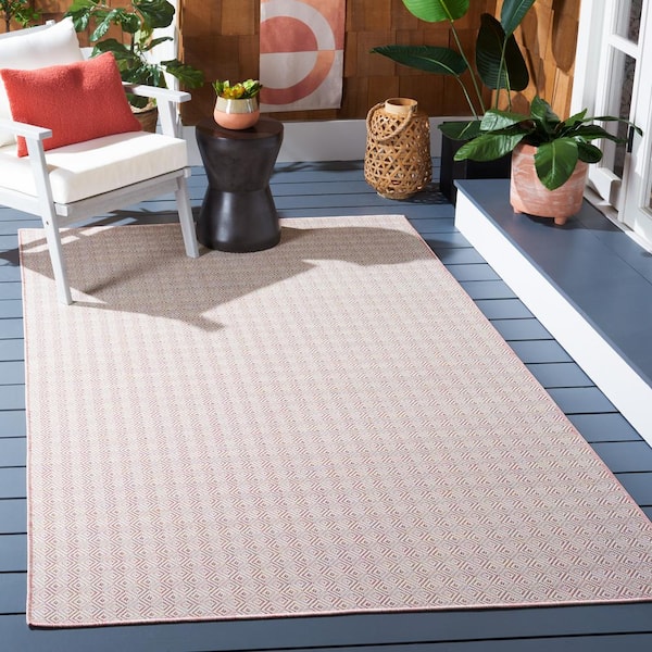 Hampton Light Pink/Multi 6 ft. x 10 ft. Diamond Indoor/Outdoor Area Rug