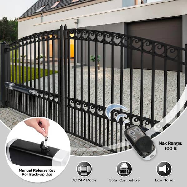 ALEKO 60-ft Slide Universal Battery Driveway Gate Opener Kit (Solar Compatible)