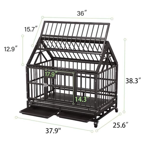 Tatayosi 38 in. Outdoor Heavy-Duty Metal Iron Dog Cage in Brown YH-H-PP-DC031  - The Home Depot