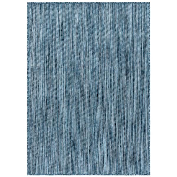 SAFAVIEH Beach House Blue Solid Color Doormat 2 ft. x 4 ft. Striped Indoor/Outdoor Area Rug