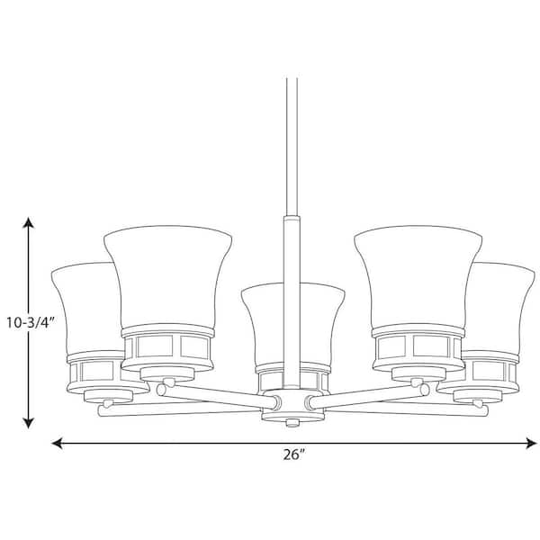 Progress Lighting Cascadia Collection 5-Light Polished Chrome Etched Glass Coastal Chandelier Light